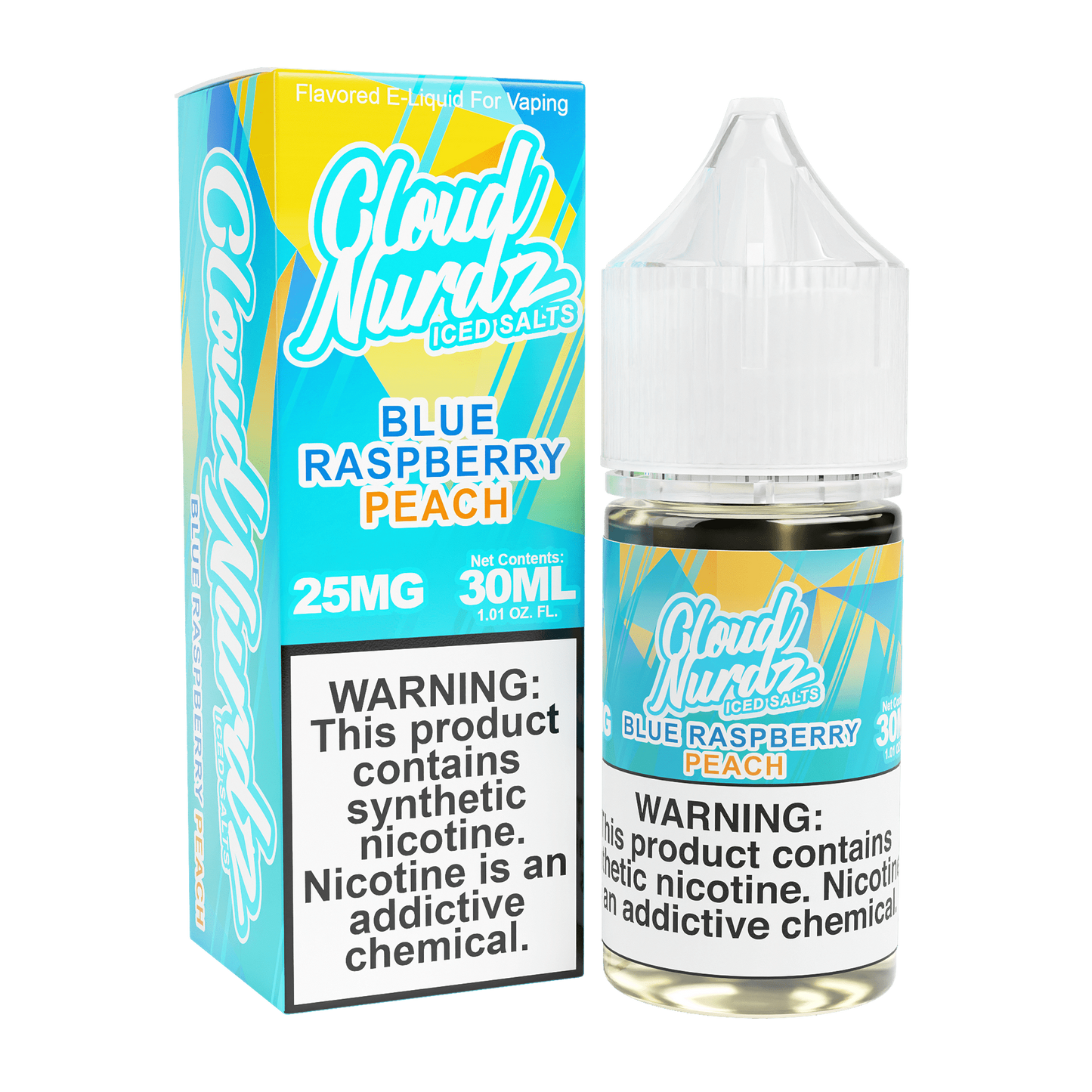 Cloud Nurdz Iced Nicotine Salts Blye Raspberry Peach
