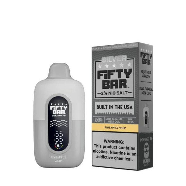 Fifty Bar V2 Silver Series 20K Vape whip only vapez