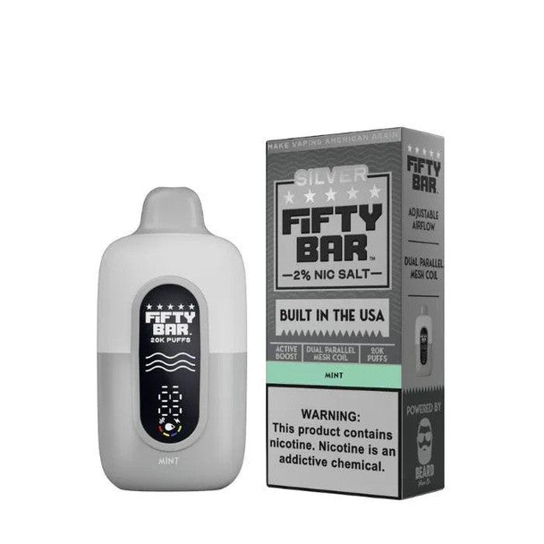 Fifty Bar V2 Silver Series 20K Vape mint only vapez