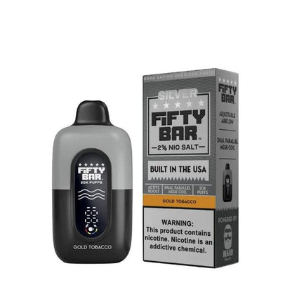 Fifty Bar V2 Silver Series 20K Vape gold tobacco