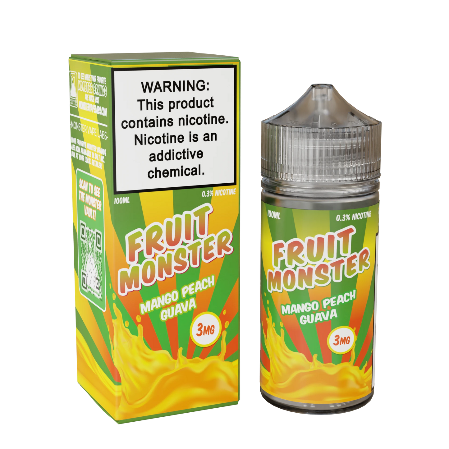 Fruit Monster vape juice bottle mango peach guava 