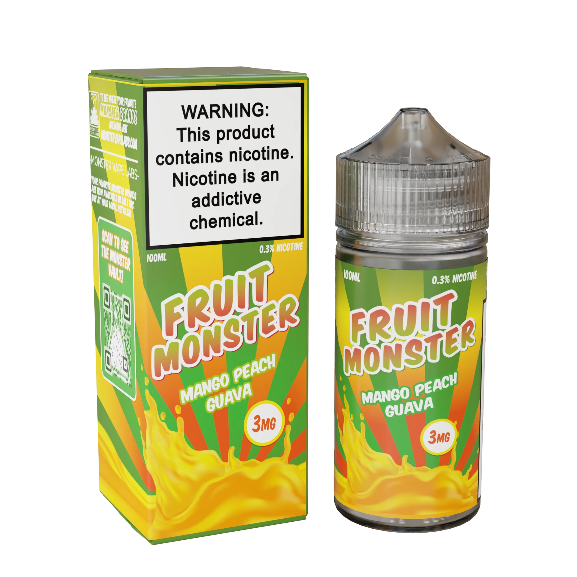 Fruit Monster vape juice bottle mango peach guava 