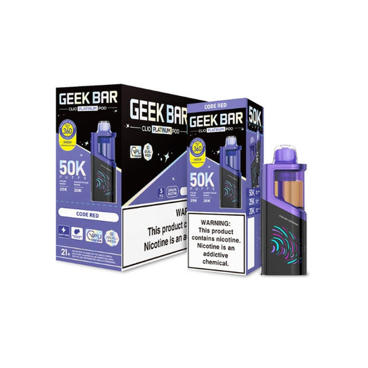 Geek Bar Clio Platinum 50K Disposable Pod code red only vapez