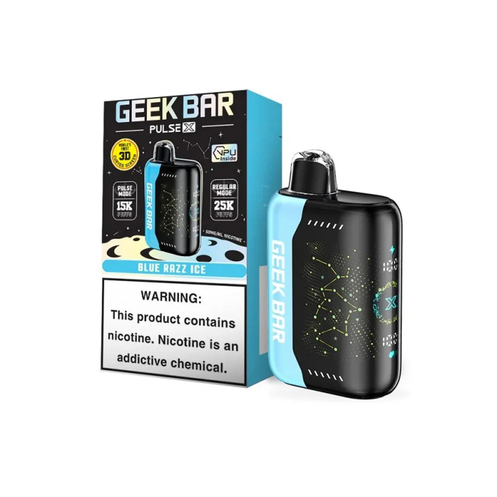 Geek Bar Pulse X 25K Disposable 5 Pack only vapez blue razz ice 
