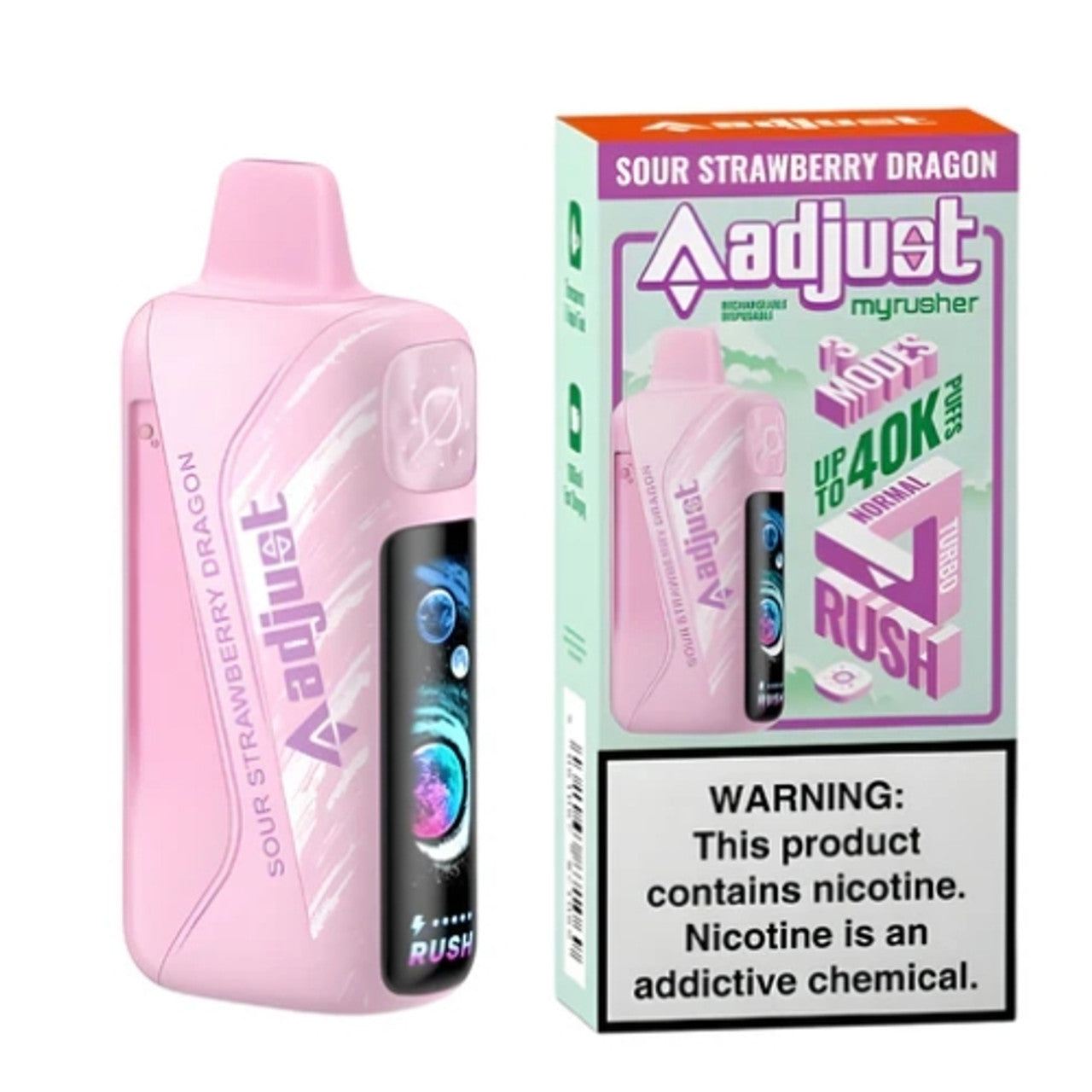 Adjust MyRusher 40K Vape strawberry onyl vapez